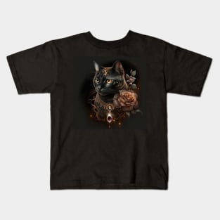 Gothic Cat Divine Black beauty Kids T-Shirt